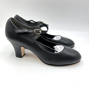 Capezio 653 Womens Size 9 Manhattan Character Black Leather Dance‎ Shoes Heels